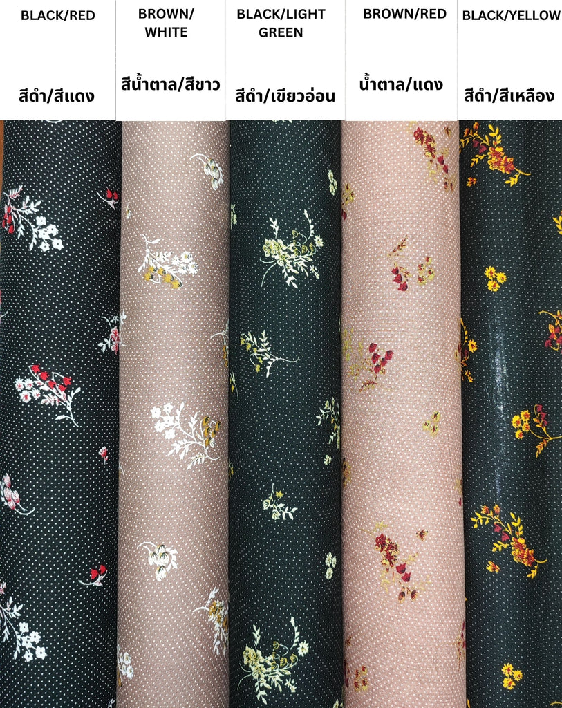 MU-01 D#527 ผ้าชิ้นเรยอน สปัน แบมเบอร์ ผ้าพิมพ์ หน้ากว้าง 58 นิ้ว (ขายเป็นเมตร)