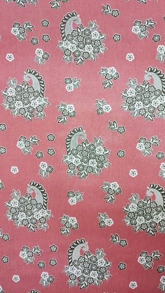 TO-24#8 ผ้าชิ้นเรยอน สปัน แมมเบิร์ต ผ้าพิมพ์ ลาย Paisley ใยธรรมชาติ 100% หน้ากว้าง 58 นิ้ว (ขายเป็นเมตร)