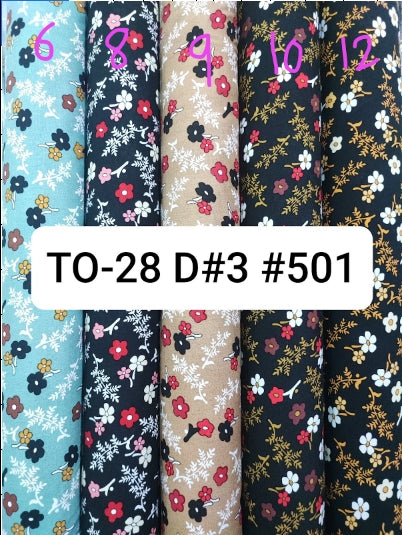 TO-28 D#3 #501 ผ้าชิ้นเรยอน สปัน แบมเบอร์ ผ้าพิมพ์ หน้ากว้าง 58 นิ้ว (ขายเป็นเมตร)