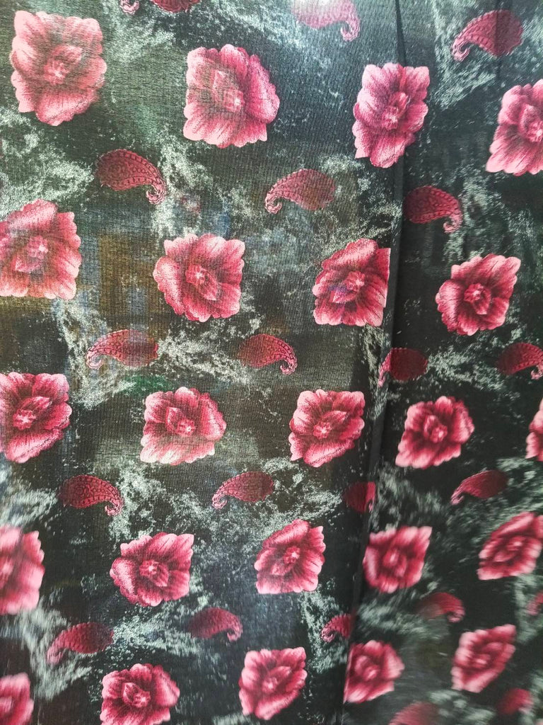 TO-28 D#5A #499 Printed Rayon Spun Fabric, Digital Print, Soft & Smooth Texture, Sold per 1 Meter, Ready to Ship