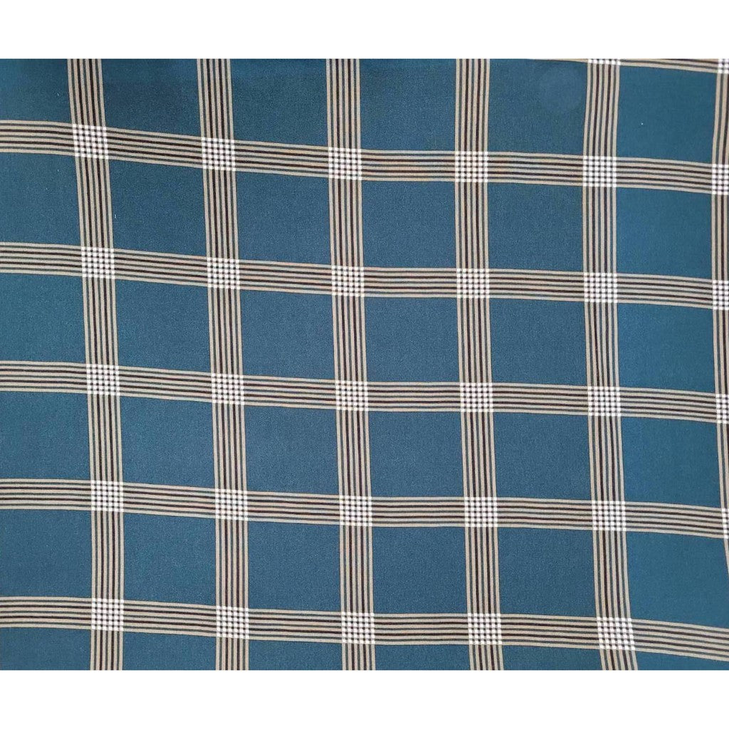 711 ผ้าชิ้นเรยอนสปันพิมพ์ลายหมากรุก แมมเบิร์ต เนื้อผ้านุ่ม หน้ากว้าง 58 นิ้ว จำหน่าย 1 เมตร พร้อมส่ง