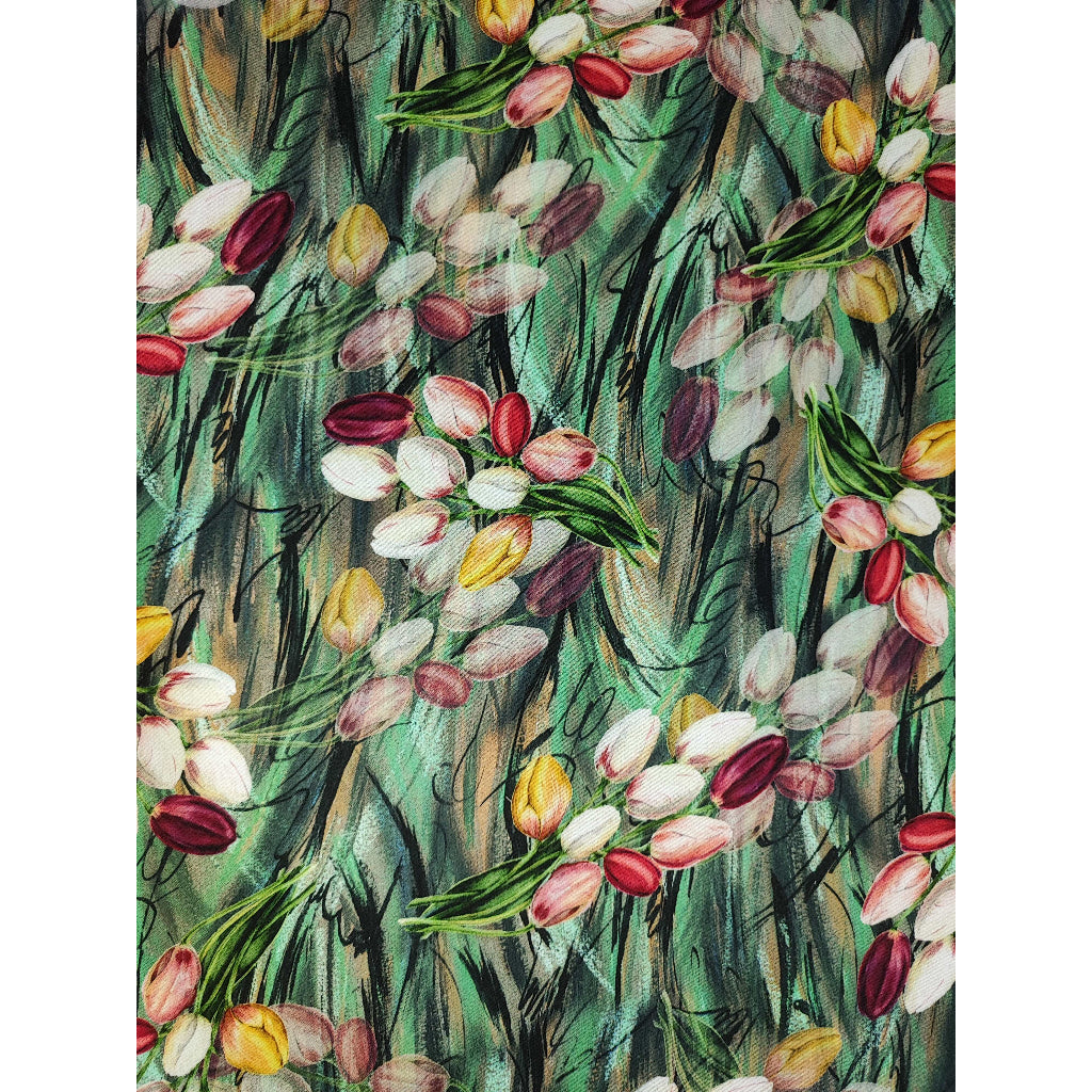 ผ้าเรยอนซาติน สีสด ผ้าพิมพ์ ลวดลายศิลป์ หน้ากว้าง 58' เนื้อผ้านุ่มลื่น ใส่สบาย ขนาด 1 เมตร พร้อมส่ง